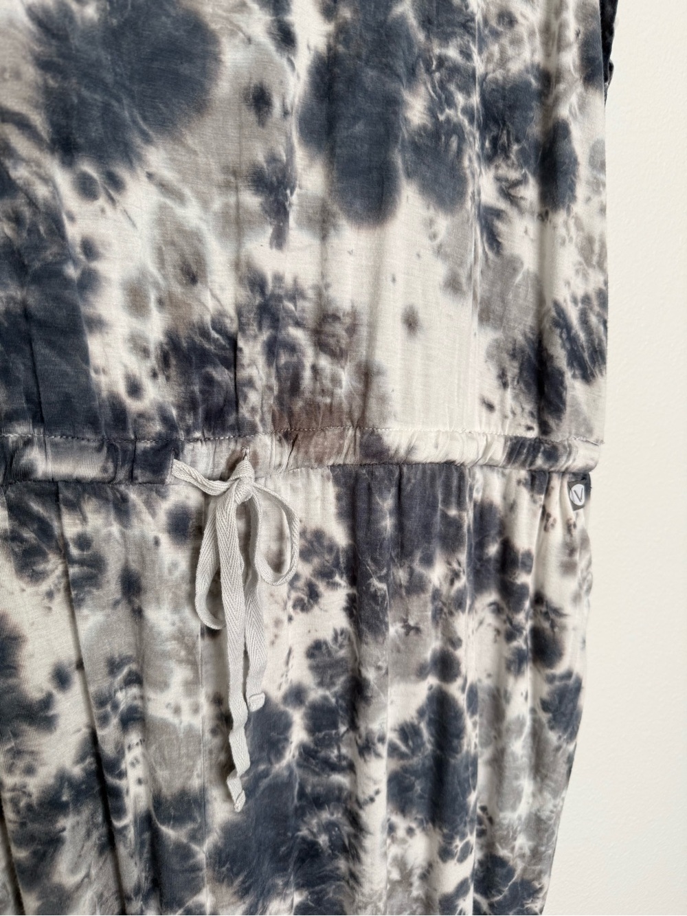 LIVI - Active Drawstring Wide Leg Gray Grey Tie Dye Cropped Jumpsuit - 26/28 - Picture 7 of 11